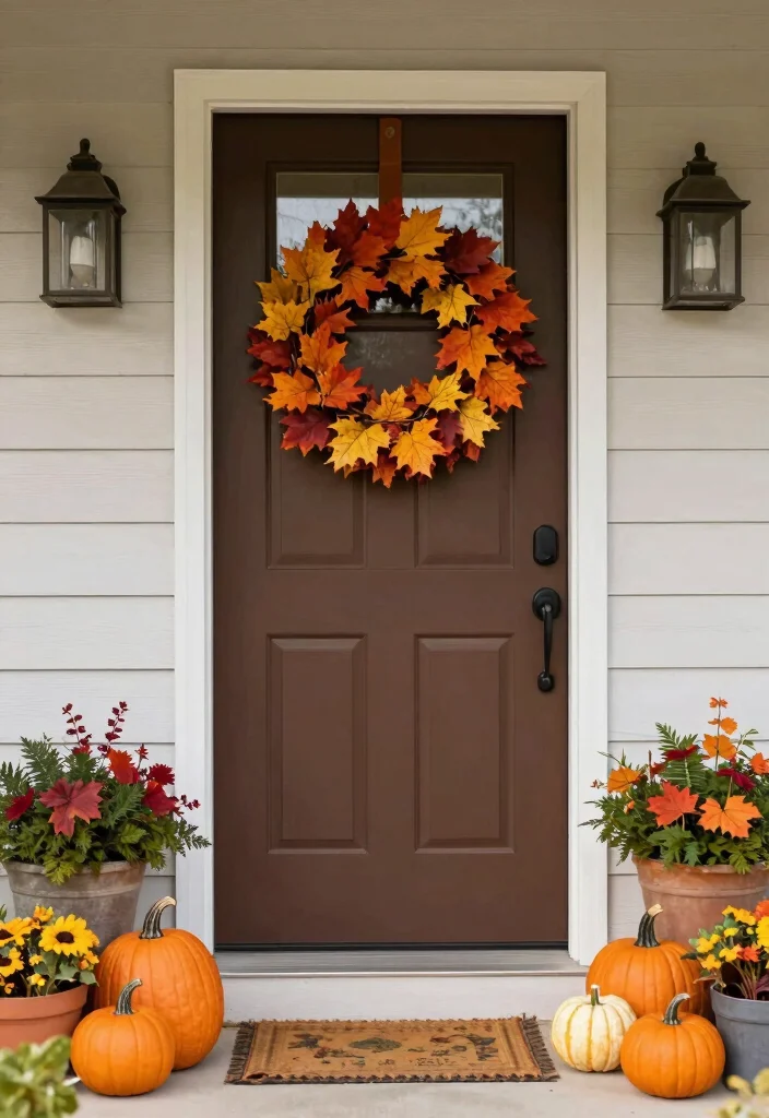 10 Small Front Entryway Exterior Ideas That Feel Inviting 9. Seasonal Decor to Keep It Fresh 0