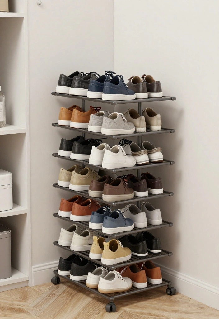 10 Small Shoe Closet Ideas to Keep Footwear Neat and Easy to Grab 8. Rotating Shoe Racks 0