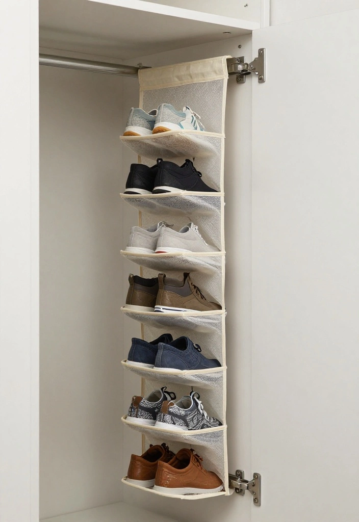10 Small Shoe Closet Ideas to Keep Footwear Neat and Easy to Grab 9. Hanging Shoe Organizers 0