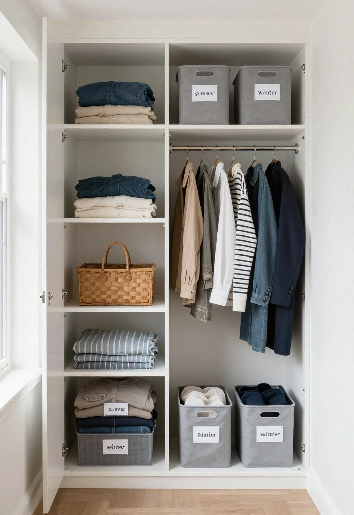10 Small Walking Closet Ideas That Feel Bigger Than They Are 10. Seasonal Rotation 0