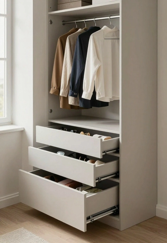 10 Small Walking Closet Ideas That Feel Bigger Than They Are 7. Pull Out Drawers 0