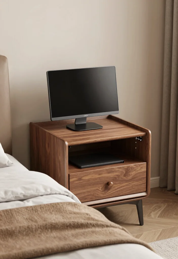 10 TV in Closet Ideas Bedrooms with Hidden Lounge Appeal 8. The Integrated Monitor in Nightstand 0