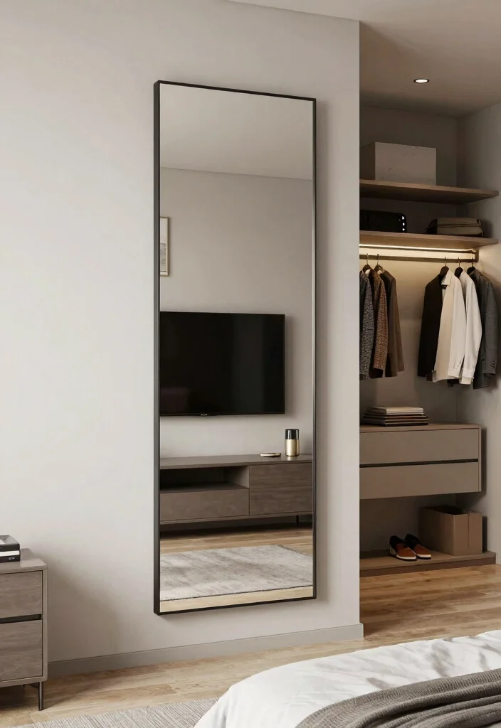 10 TV in Closet Ideas Bedrooms with Hidden Lounge Appeal 9. The Clever Closet Mirror TV 0