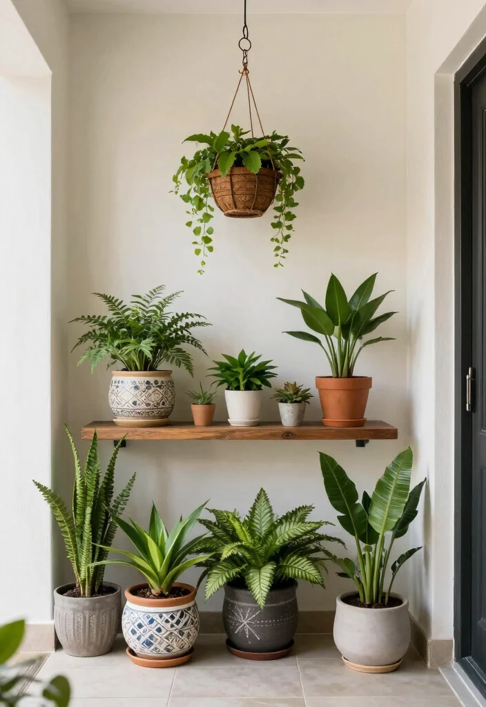 10 Tiny Front Entryway Ideas That Feel Open and Welcoming 7. Add Greenery for Freshness 0