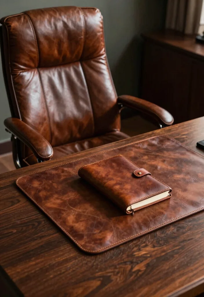 10 Western Office Decor Ideas with Rustic Personality 6. Leather Accents 0