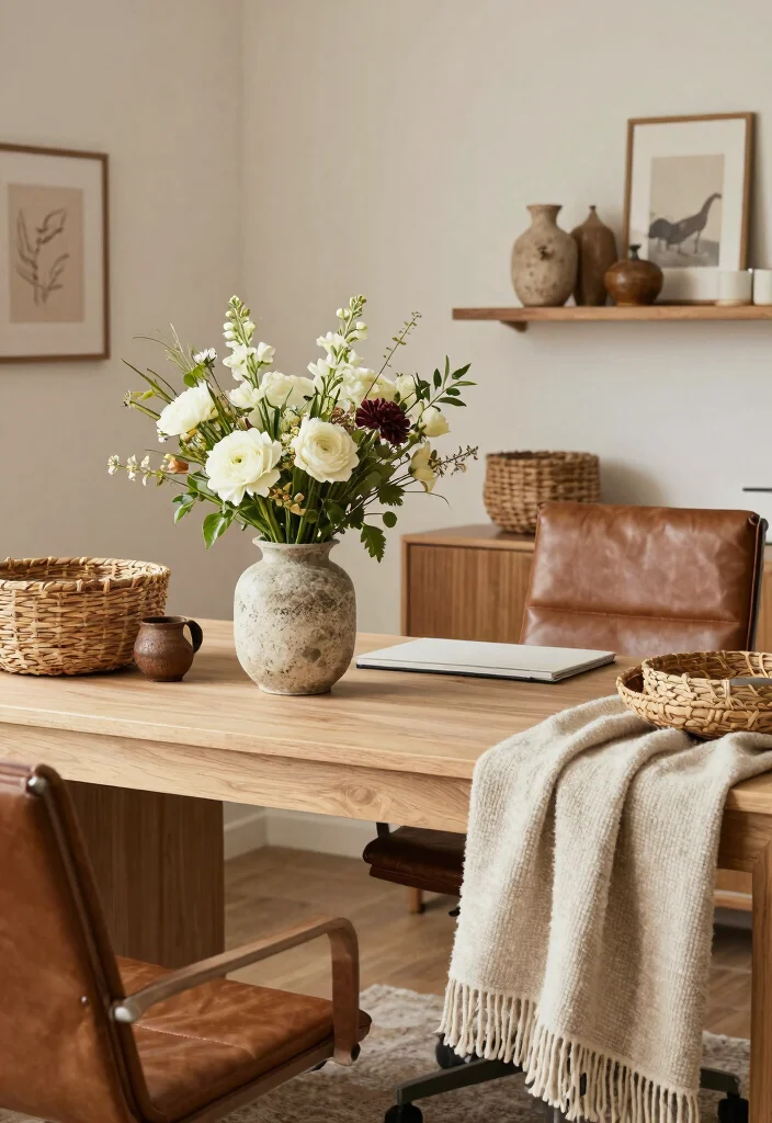 10 Western Office Decor Ideas with Rustic Personality 7. Natural Textures and Materials 0