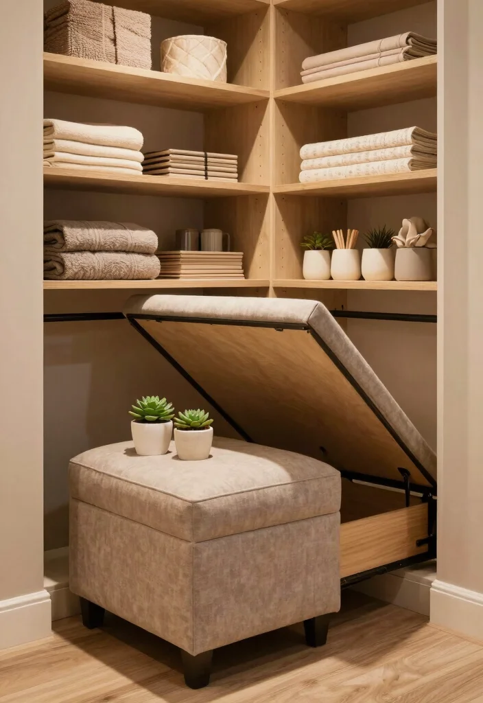 12 Basement Closet Ideas for Extra Storage Without Visual Clutter 3. Multi Functional Furniture 0