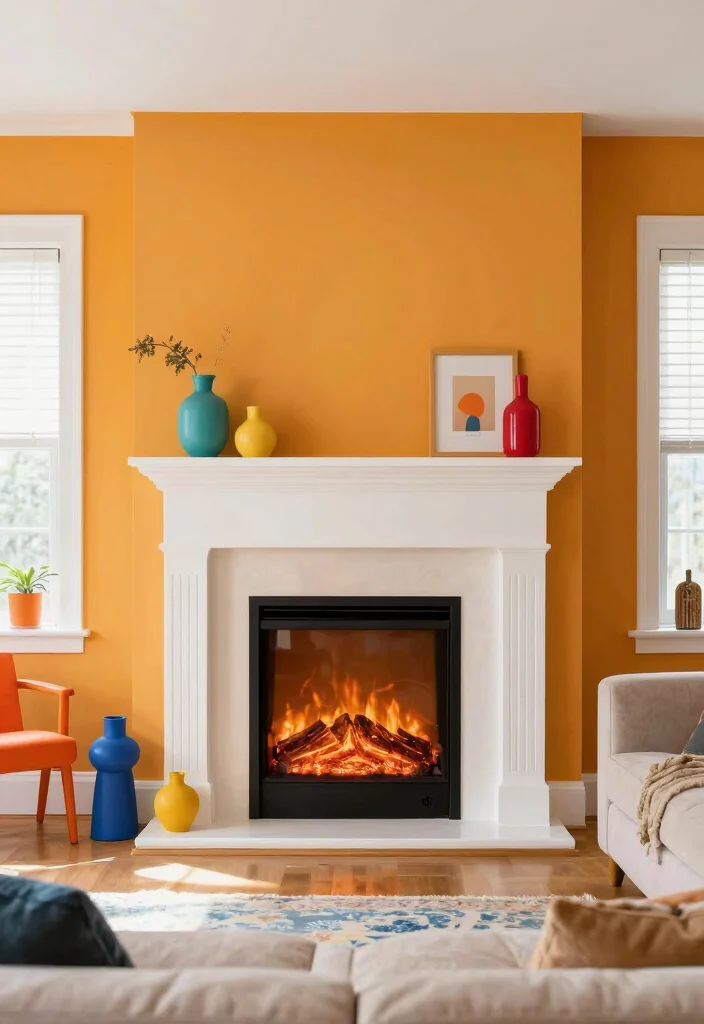 12 Built In Electric Fireplace Ideas for Modern Living Rooms 10. Bold Color Accents 0