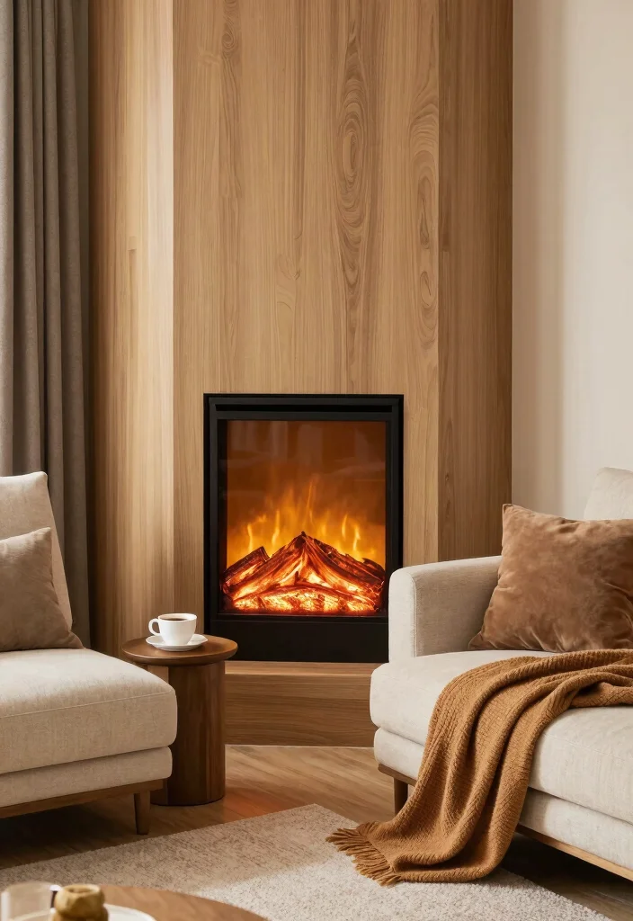 12 Built In Electric Fireplace Ideas for Modern Living Rooms 3. Corner Built In Fireplace 0