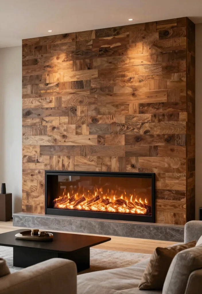 12 Built In Electric Fireplace Ideas for Modern Living Rooms 6. Textured Accent Wall 0