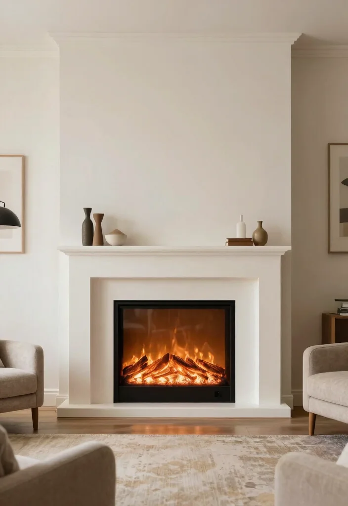 12 Built In Electric Fireplace Ideas for Modern Living Rooms 8. Understated Mantelpiece 0