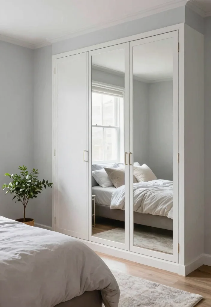 12 Closet Bedroom Ideas That Blend Seamlessly Into the Room 2. Mirrored Closet Doors 0