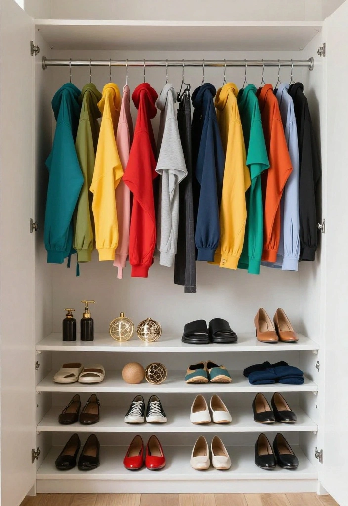 12 Closet Bedroom Ideas That Blend Seamlessly Into the Room 7. Color Coded Closet 0