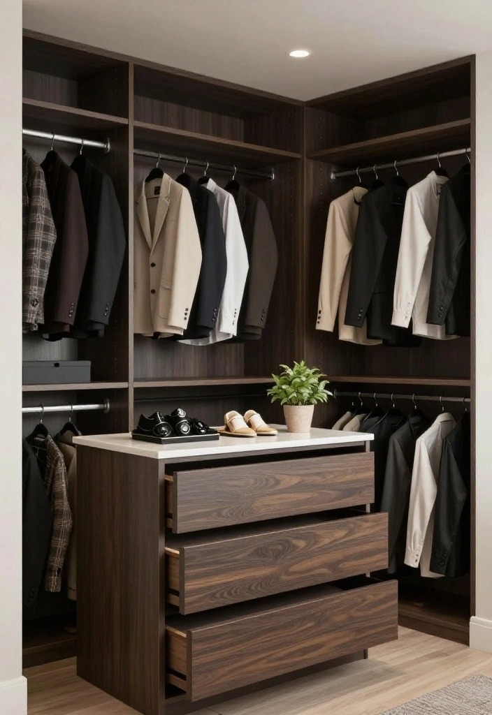 12 Closet Designs Ideas That Feel Custom and Well Planned 5. Elegant Wardrobe Islands 0