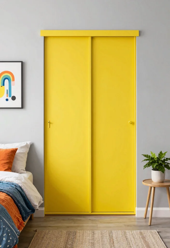 12 Closet Sliding Door Ideas That Save Space and Look Modern 25 12 Closet Sliding Door Ideas That Save Space and Look Modern 5. Painted Doors for a Pop of Color 0