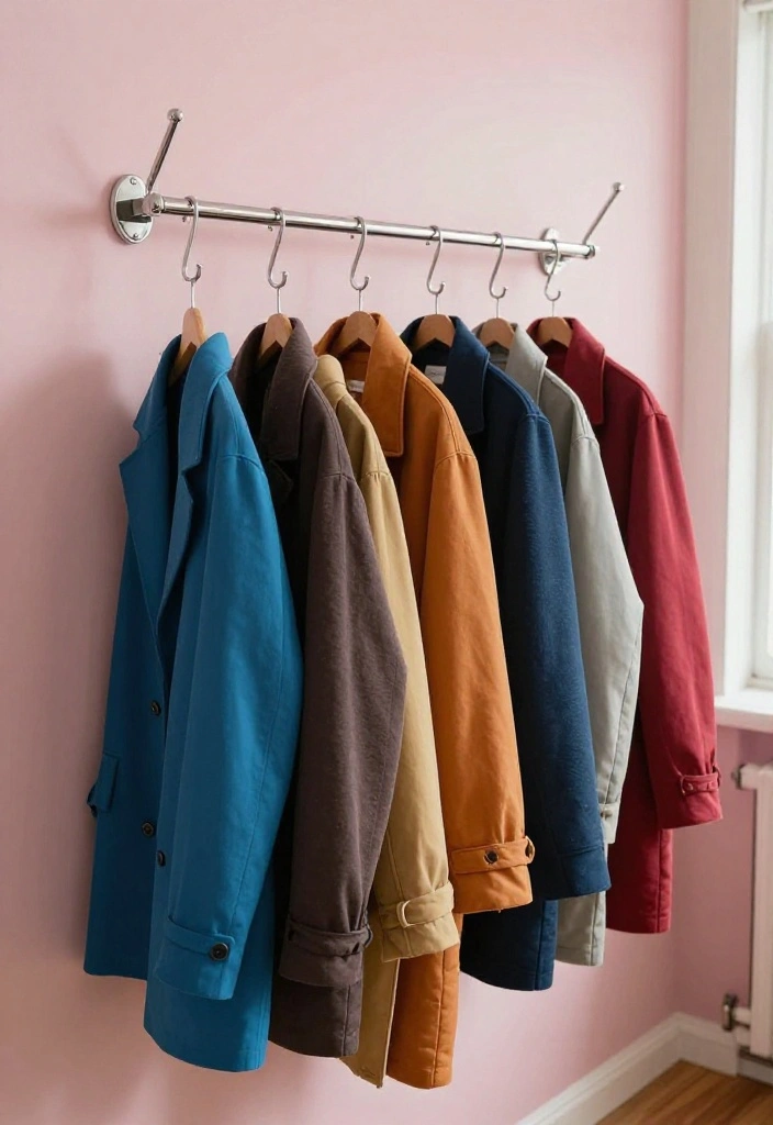 12 Coat Hanging Entryway Ideas to Keep Things Organized 1. Sleek Wall Mounted Hooks 0