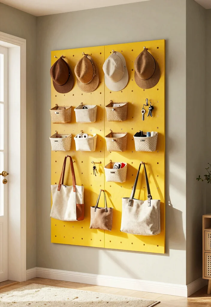 12 Coat Hanging Entryway Ideas to Keep Things Organized 4. Stylish Pegboard Solutions 0