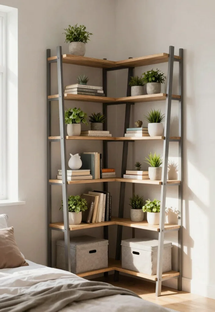 12 Corner Closet Ideas Bedrooms with Awkward Layout Solutions 15 12 Corner Closet Ideas Bedrooms with Awkward Layout Solutions 5. Corner Closet with Ladder Shelves 0