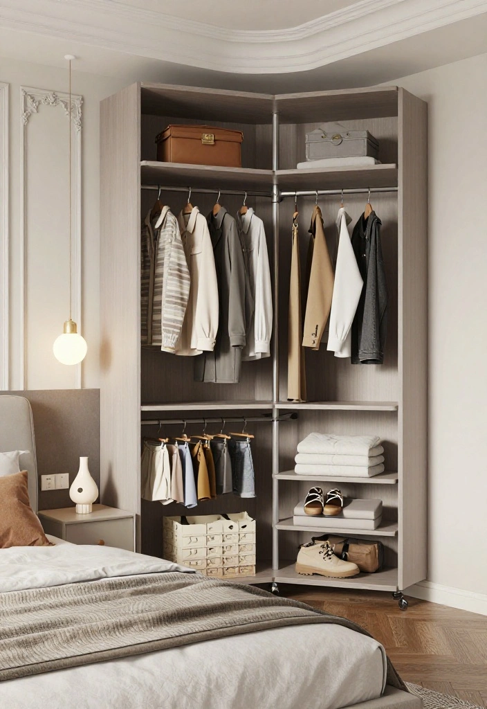 12 Corner Closet Ideas Bedrooms with Awkward Layout Solutions 37 12 Corner Closet Ideas Bedrooms with Awkward Layout Solutions 7. Corner Closet with Rotating Shelves 0