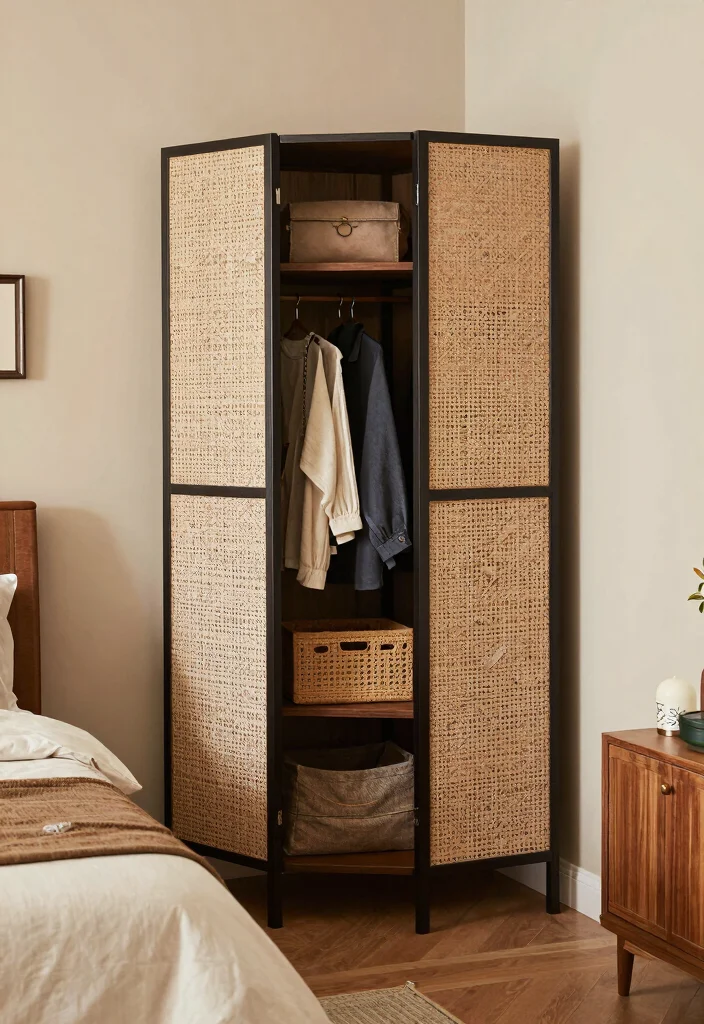 12 Corner Closet Ideas Bedrooms with Awkward Layout Solutions 38 12 Corner Closet Ideas Bedrooms with Awkward Layout Solutions 8. Corner Closet with a Folding Screen 0