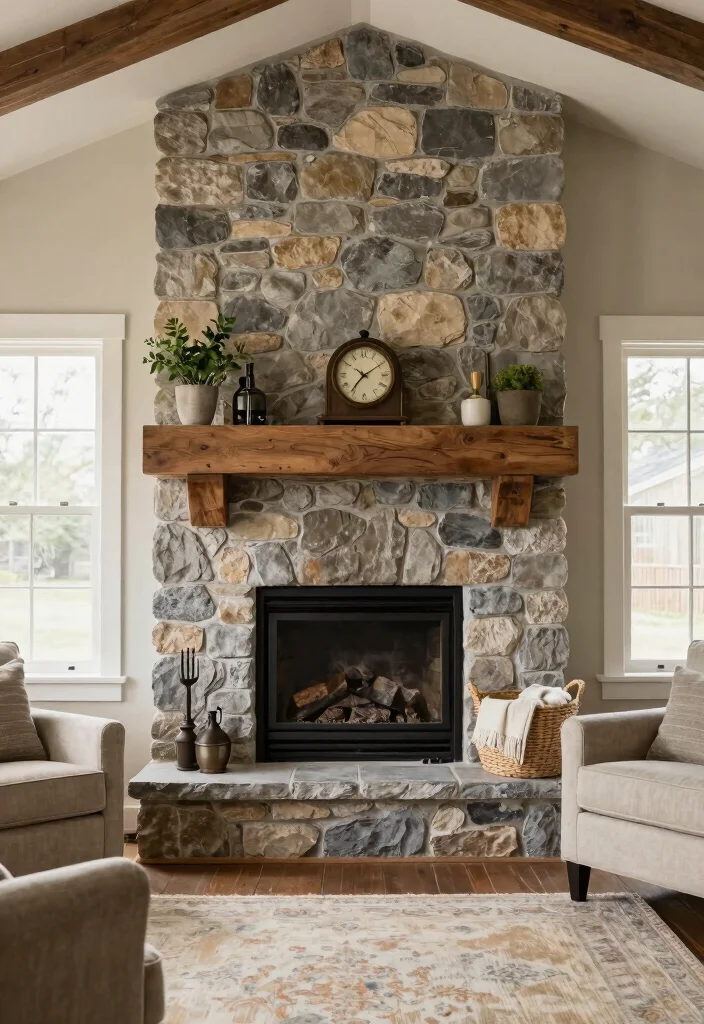 12 Corner Fireplace Ideas Farmhouse Homes Will Love 1. Rustic Stone Surround 0