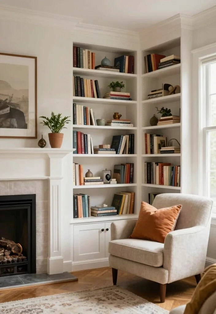 12 Corner Fireplace Ideas Farmhouse Homes Will Love 4. Built In Bookcase Fireplace 0