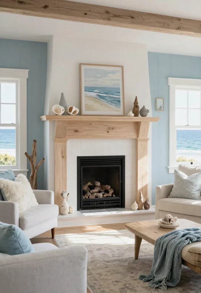 12 Corner Fireplace Ideas Farmhouse Homes Will Love 8. Coastal Farmhouse Vibes 0