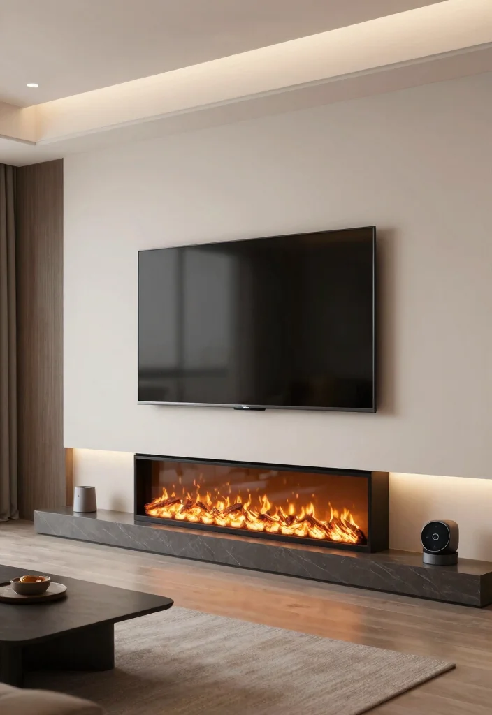 12 Electric Fireplace Ideas with TV Modern Living Rooms 10. Smart Electric Fireplaces 0