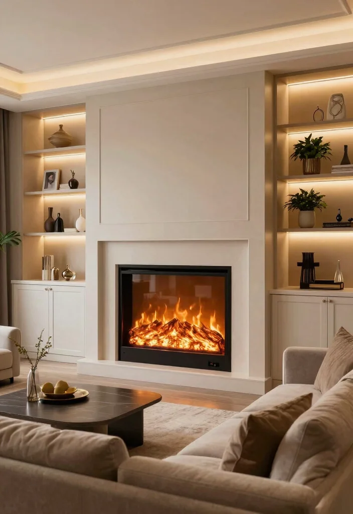 12 Electric Fireplace Ideas with TV Modern Living Rooms 7. Built in Electric Fireplaces 0