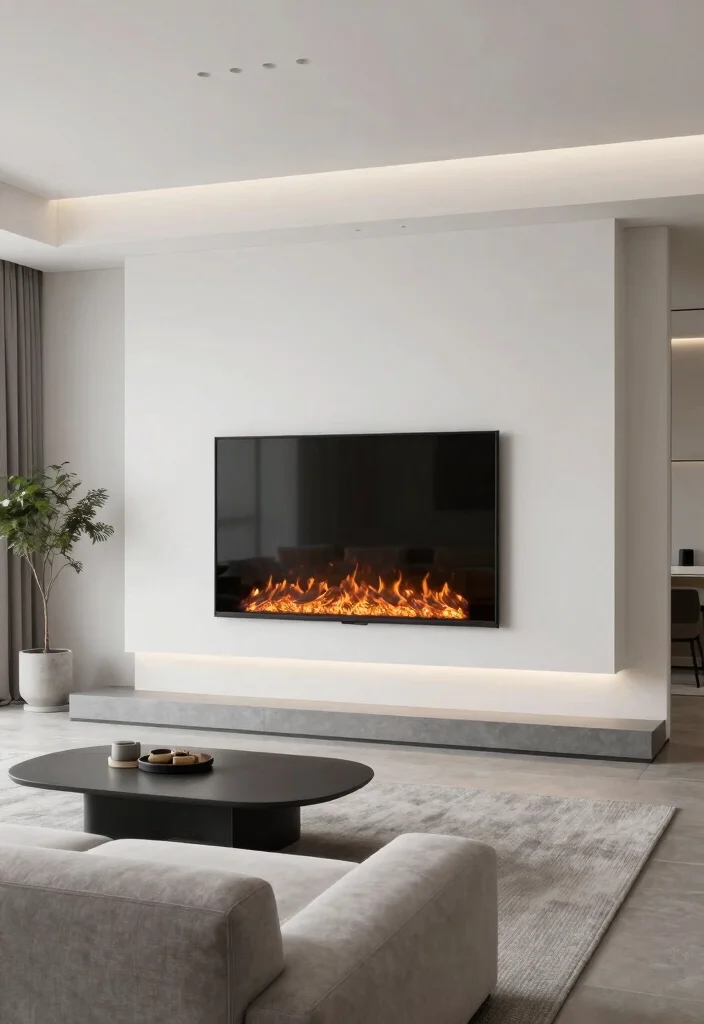 12 Electric Fireplace Wall Ideas for Statement Design 1. Sleek Wall Mounted Simplicity 0