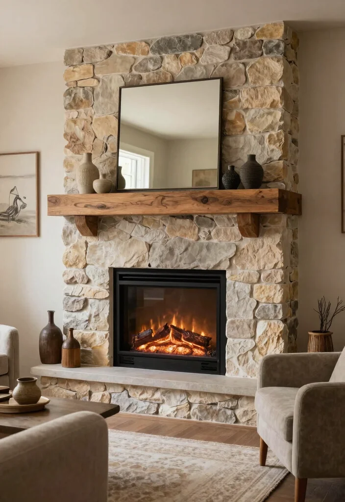 12 Electric Fireplace Wall Ideas for Statement Design 4. Electric Fireplace with Stone Surround 0