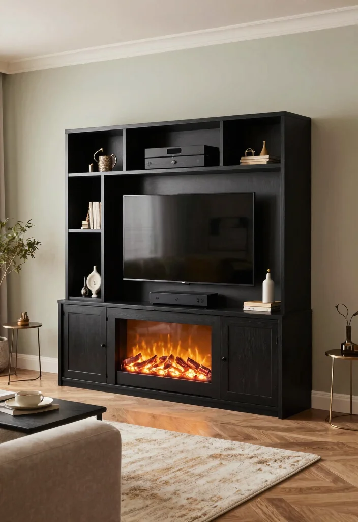 12 Electric Fireplace Wall Ideas for Statement Design 5. Multi Functional Entertainment Units 0