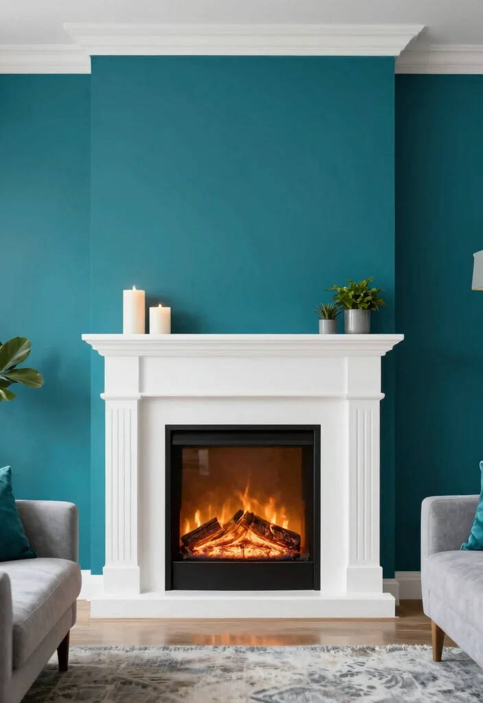 12 Electric Fireplace Wall Ideas for Statement Design 6. Bold Accent Walls 0