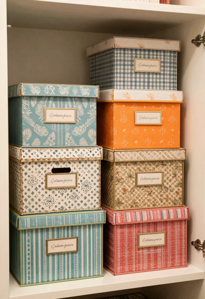 12 Entry Closet Ideas for Functional and Clutter Free Homes 10. Use Decorative Boxes for Hidden Storage 0