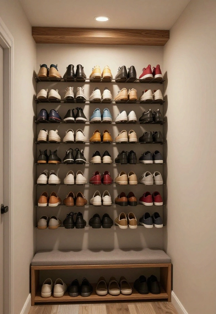 12 Entry Closet Ideas for Functional and Clutter Free Homes 5. Create a Shoe Wall 0