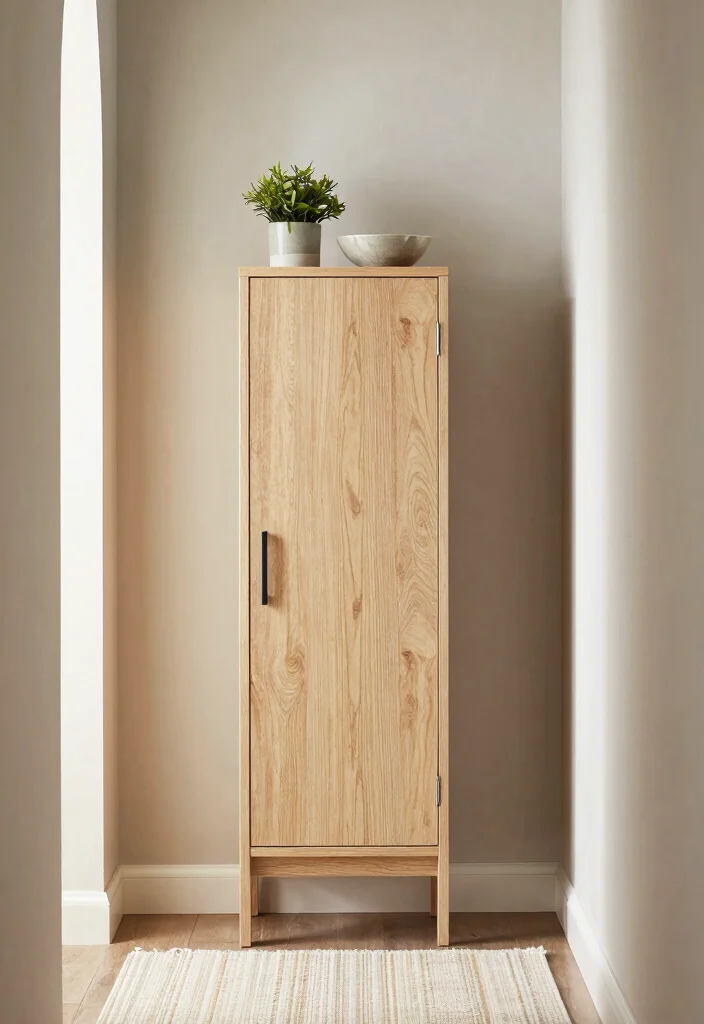 12 Entryway Cabinet Ideas for Hidden Storage and Clean Looks 8. Stylish Narrow Cabinets for Tight Spaces 0