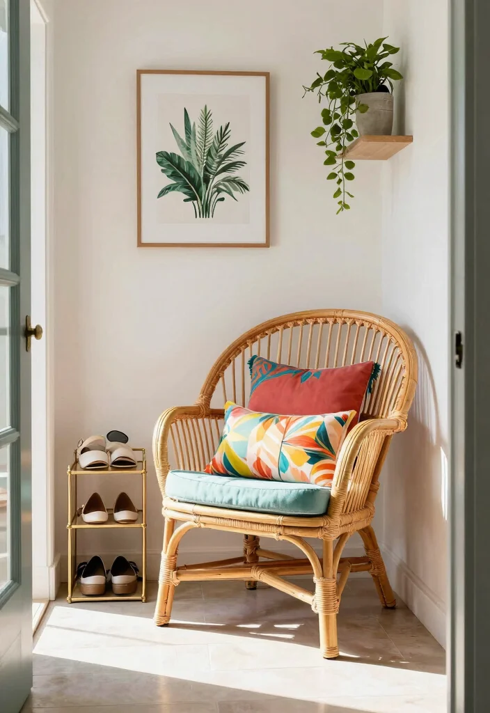 12 Entryway Chair Ideas for Compact Seating Solutions 11. Aesthetic Rattan Chair 0
