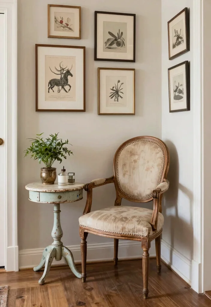 12 Entryway Chair Ideas for Compact Seating Solutions 5. Vintage Thrifted Chair 0