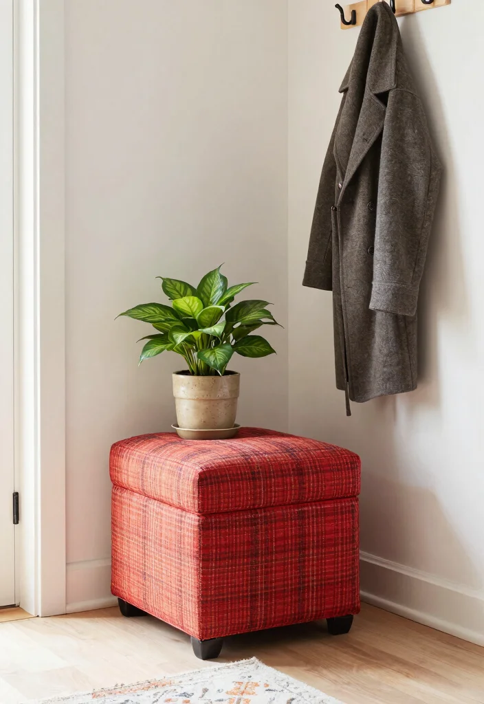 12 Entryway Chair Ideas for Compact Seating Solutions 7. Storage Ottoman 0