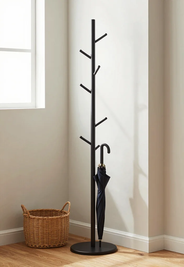 12 Entryway Furniture Ideas That Maximize Small Spaces 4. Compact Coat Racks 0