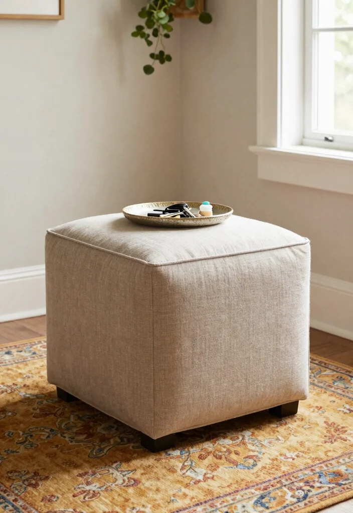 12 Entryway Furniture Ideas That Maximize Small Spaces 8. Elegant Storage Ottomans 0
