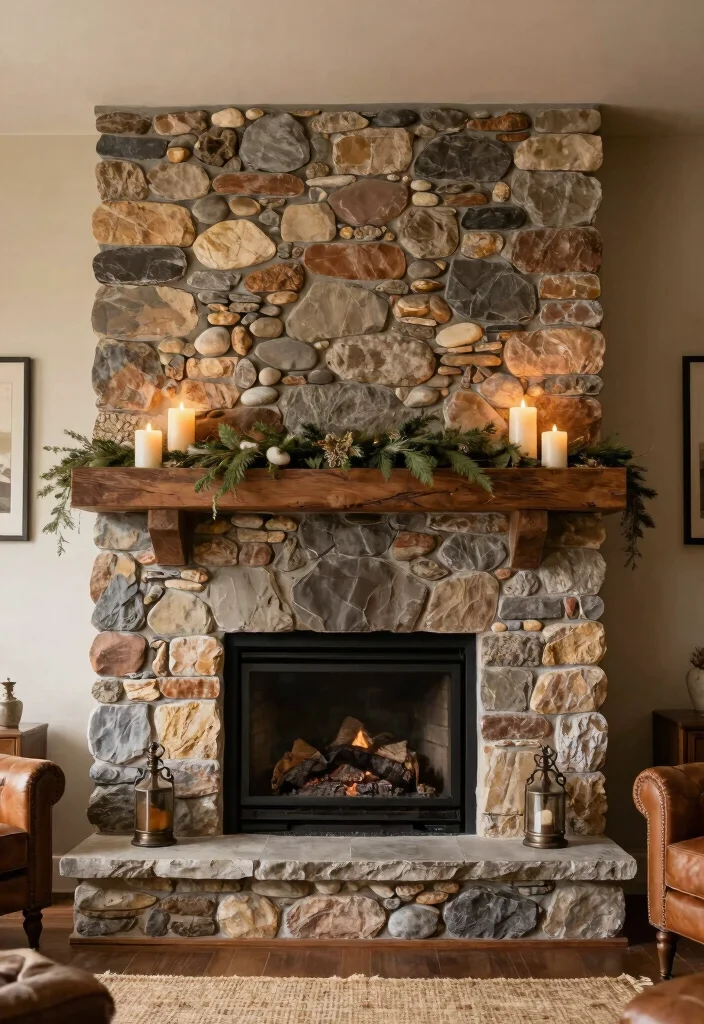 12 Fireplace Accent Wall Ideas for Strong Visual Focus 3. Stone and Brick Textures 0
