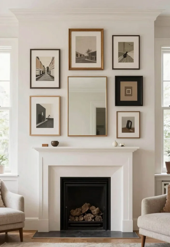 12 Fireplace Accent Wall Ideas for Strong Visual Focus 5. Artful Gallery Wall 0