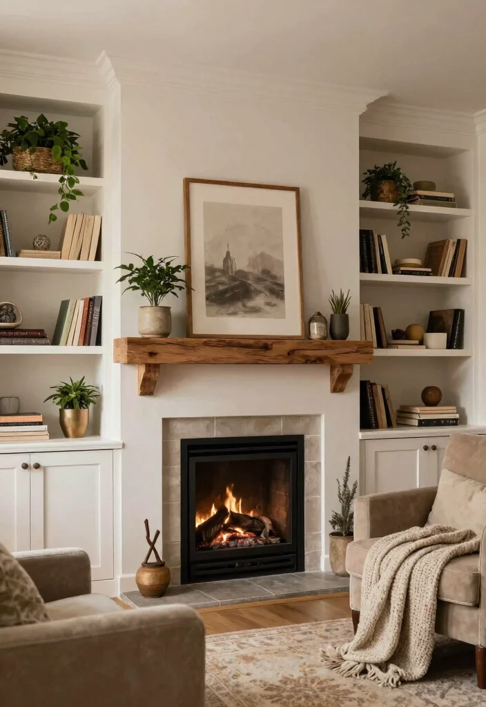 12 Fireplace Accent Wall Ideas for Strong Visual Focus 6. Shelving Units 0
