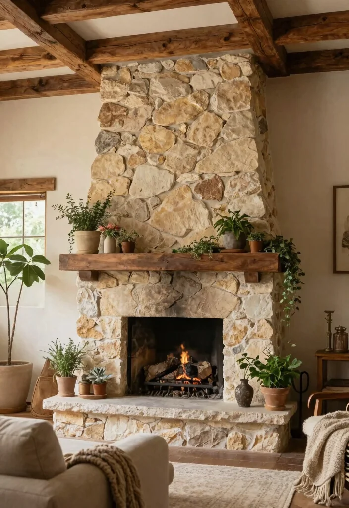 12 Fireplace Accent Wall Ideas for Strong Visual Focus 9. Natural Elements 0