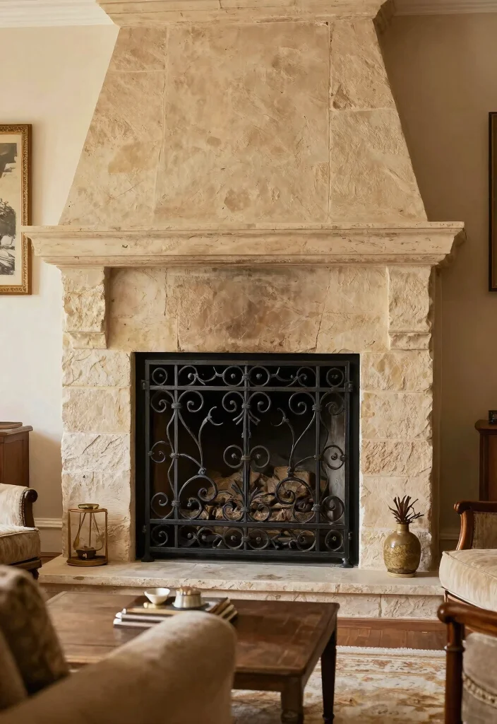 12 Fireplace Doors Ideas for Safety and Visual Style 45 12 Fireplace Doors Ideas for Safety and Visual Style 5. Rustic Wrought Iron Grilles 0