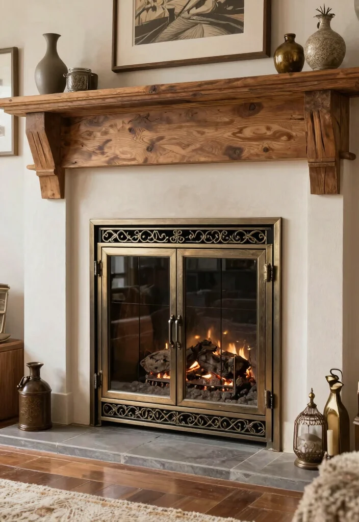 12 Fireplace Doors Ideas for Safety and Visual Style 59 12 Fireplace Doors Ideas for Safety and Visual Style 9. Vintage Glass and Metal Combo 0