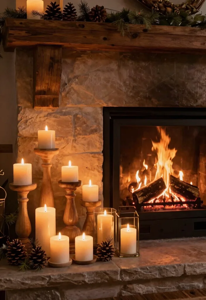 12 Fireplace Hearth Decor Ideas to Finish the Space Beautifully 25 12 Fireplace Hearth Decor Ideas to Finish the Space Beautifully 5. Candle Arrangements 0