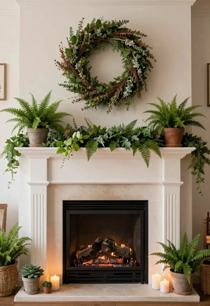 12 Fireplace Hearth Decor Ideas to Finish the Space Beautifully 38 12 Fireplace Hearth Decor Ideas to Finish the Space Beautifully 8. Natural Greenery 0