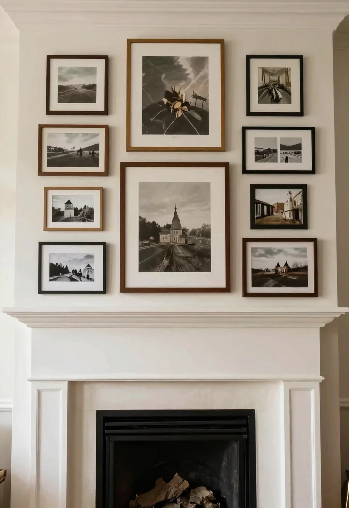 12 Fireplace Ideas for Non Working Fireplaces That Still Look Great 12. Gallery Wall Above the Fireplace 0